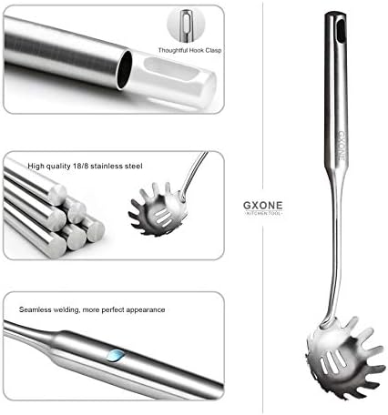 Spaghetti Spoon,304 Stainless Steel Pasta Spoon,Silver/13.8Inch - Image 3