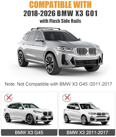 KINGGERI 330lb Lockable Roof Rack Cross Bars for BMW X3 G01 2018-2026 - Image 2