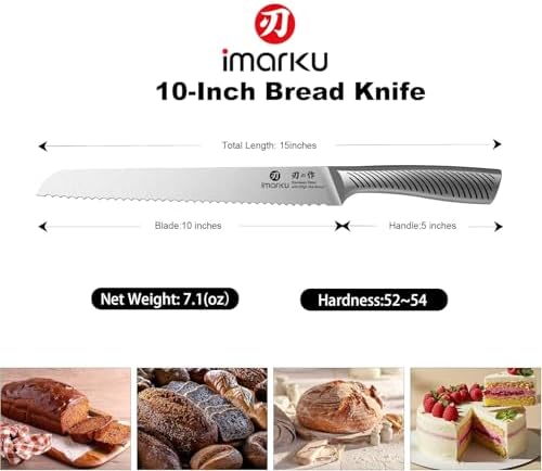 imarku Bread Knife 10 Inch: Japanese High Carbon Stainless Steel - Image 6