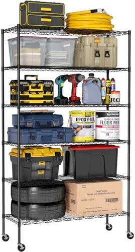 BestOffice | 6-Tier Wire Shelf | 18" x 45" x 82" | Black by BestOffice