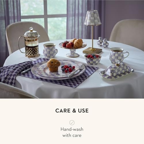 MACKENZIE-CHILDS Coffee French Press, Gray-and-White Sterling Check - Image 5