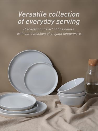 Famiware Saturn Stoneware Dinnerware Set with Pasta Bowl, 16pc Dishes for 4 - Image 6