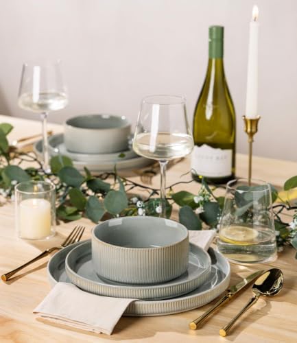 TheTerra Ceramic Dinnerware Set for 6, 18-Piece Plates and Bowls Set - Image 6