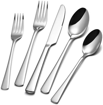 18/10 Flatware set for 6, 30 Piece Stainless Steel Silverware Cutlery Set by KINGSTONE