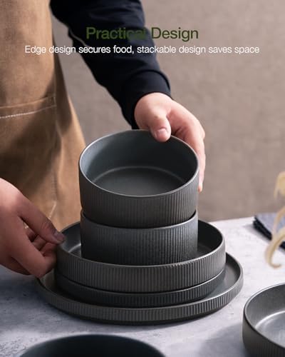 Famiware Star Plates and Bowls Sets, 18pc Modern Stoneware Dinnerware for 6 - Image 6