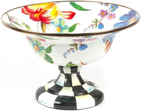 MACKENZIE-CHILDS Enamel Compote, Large, White Flower Market by Unknown
