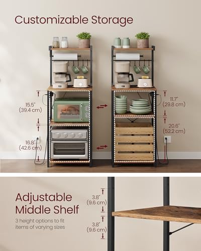 VASAGLE 4-Tier Kitchen Bakers Rack with Power Outlet, 17.7-Inch Wide - Image 2