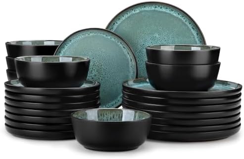 vancasso 24-Piece Gray Green Stoneware Plates and Bowls Set for 8 by vancasso
