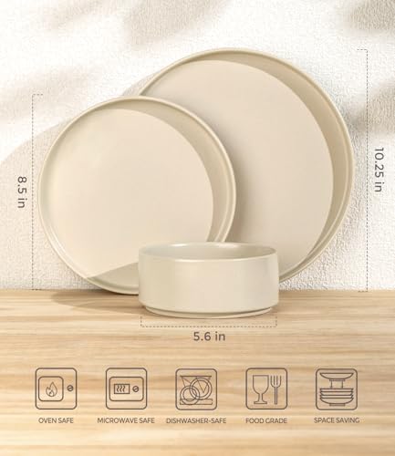 TheTerra Ceramic Dinnerware Set for 8, 24-Piece Plates and Bowls Set - Image 6