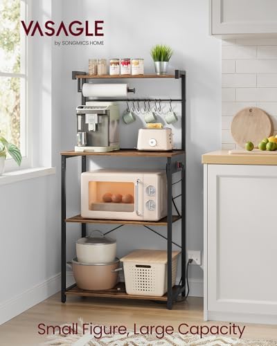 VASAGLE 4-Tier Kitchen Bakers Rack with Power Outlet, 23.6-Inch Wide - Image 2
