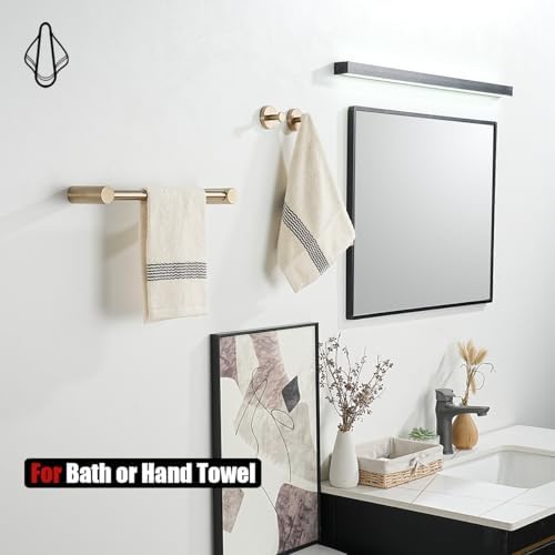 JQK Bathroom Hardware Set Champagne Bronze, 5-Piece Bath Accessories Set Wall Mount Includes 24 in Towel Bar, Towel Ring, Toilet Paper Holder, 2 Towel Hooks, BAS625-CB - Image 5