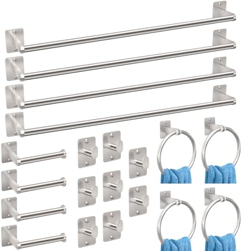 KLJKPA 20-Piece Brushed Nickel Bathroom Hardware Set, 24 inch Towel Bar by KLJKPA