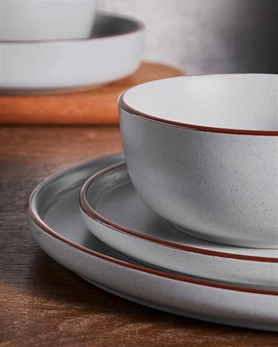 Famiware Mercury 12-Piece Stoneware Dinnerware Set, Light Grey - Image 3