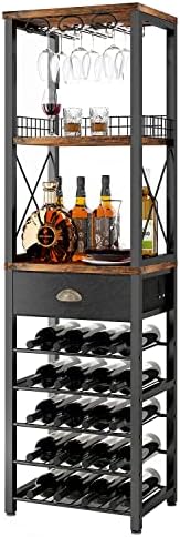Homeiju Wine Rack Freestanding Floor, Bar Cabinet for Liquor and Glasses by Homeiju