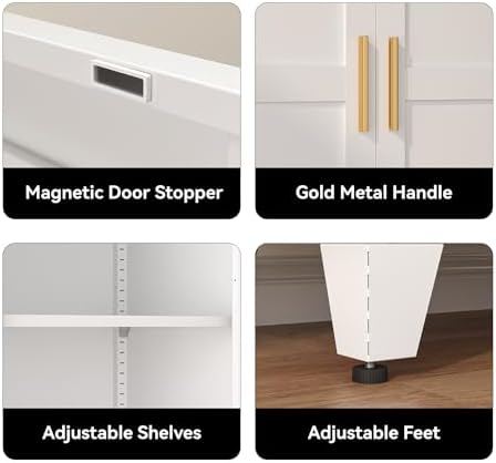 COFaR 71" Metal Pantry Cabinet with 5 Adjustable Shelves, White Storage Cabinet with Doors, Sturdy Freestanding Cupboard for Kitchen Organization, Living Room & Bathroom - Image 5