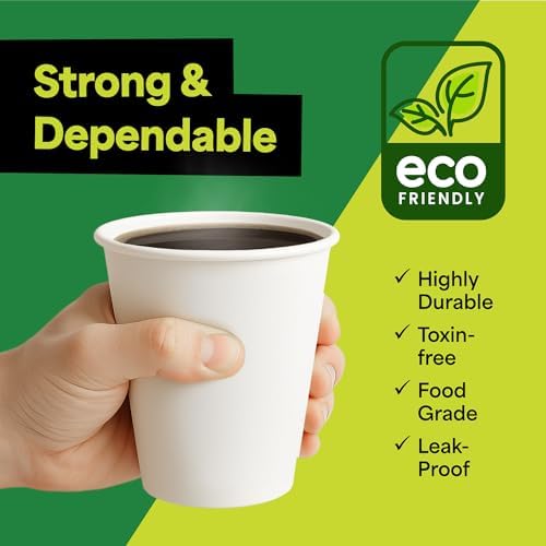 EconoHome 8 oz 1000 Pack Disposable Coffee Paper Cups - Paper Cups for Hot and Cold Drinks, Tea, Water, and Juice - Image 6
