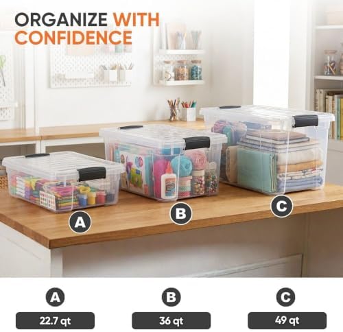 Superio Storage Bins with Lids, Clear Plastic Containers for Organizing, Stackable Totes, BPA Free, Odor Free, Organizer Boxes for Home, and Dorm (4 Pack, 36 Qt) - Image 5