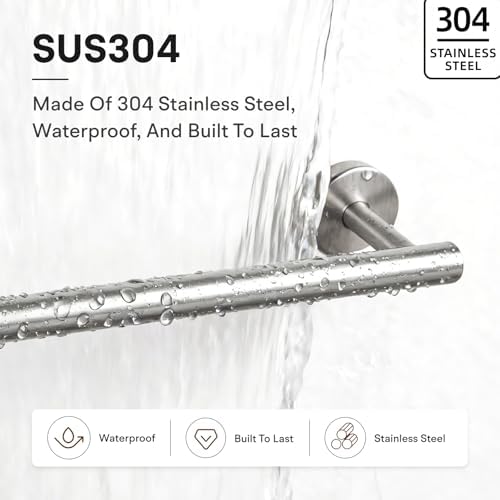 16 Inch Brushed Nickel Bathroom Towel Bar, 2 Pieces Towel Racks for Bathroom SUS304 Thicken Stainless Steel Towel Holder - Image 2