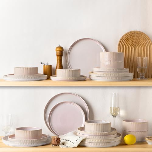 TheTerra Ceramic Dinnerware Set for 8, 24-Piece Plates and Bowls Set - Image 6