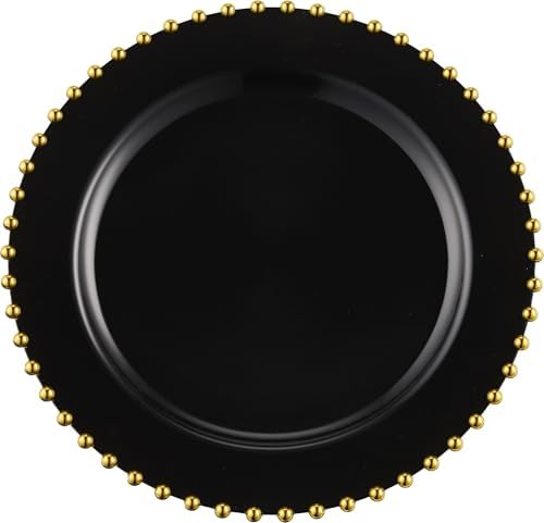 PLASTICPRO 64 Piece Combo Plastic Dinner Plates Disposable Plastic Fancy Heavy Duty Party Dishes 7 inch and 10 inch, Black and Gold Beaded - Image 7