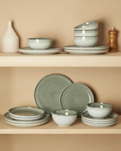 Pokini Ceramic Dinnerware Sets for 4, 12pcs Plates and Bowls Sets Dish Set - Image 6