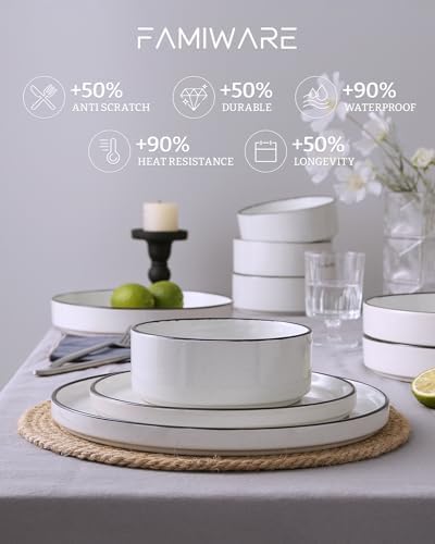 Famiware Nebula 24-Piece Stoneware Dinnerware Set with Pasta Bowls - Image 5