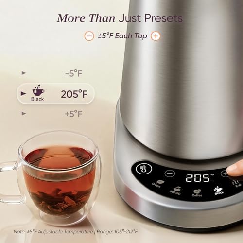 Cosori Stainless Steel Electric Kettle with Temperature Control, 1.7L - Image 3