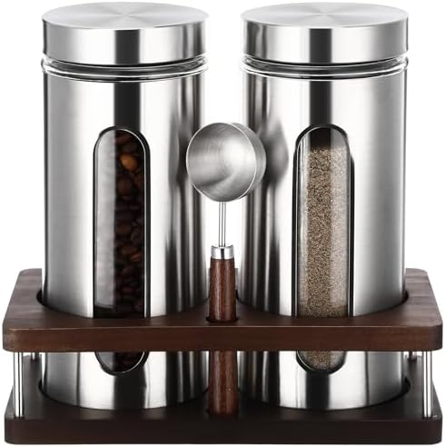 Suclain Stainless Steel Coffee Grounds Canisters Container with Shelf by Suclain
