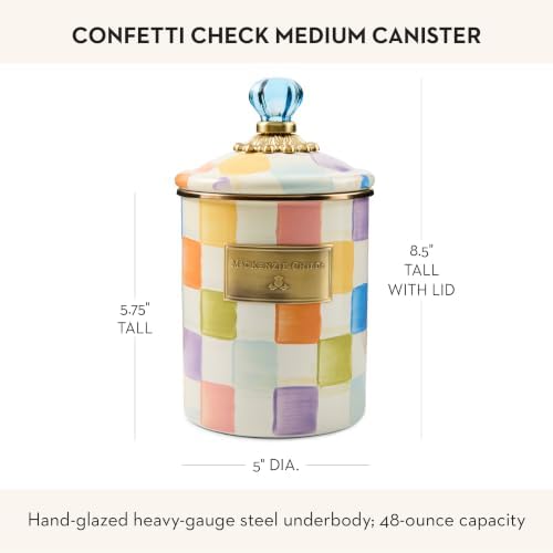 MACKENZIE-CHILDS Enamel Canister, Medium, Confetti Check - Image 4