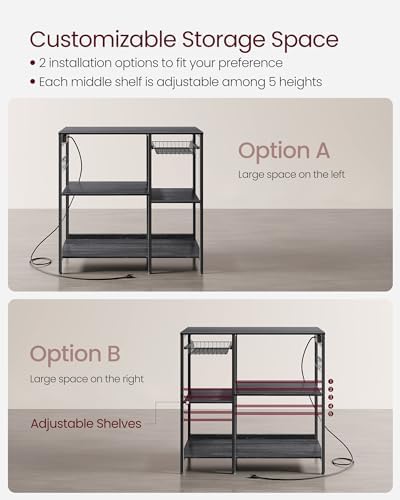 VASAGLE Kitchen Baker’s Rack, Steel Frame, Wire Basket, 6 Hooks - Image 6