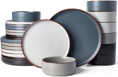 Famiware Nebula Ridge 24-Piece Stoneware Dinnerware Set, Multi-color by Famiware
