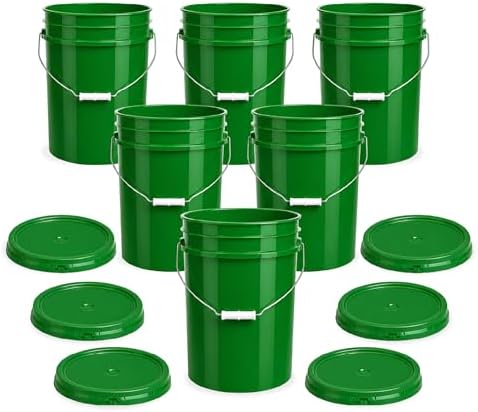 ePackageSupply 5 Gallon Bucket - Food Grade w/Lid BPA-Free, 6 Pack - Green by ePackageSupply