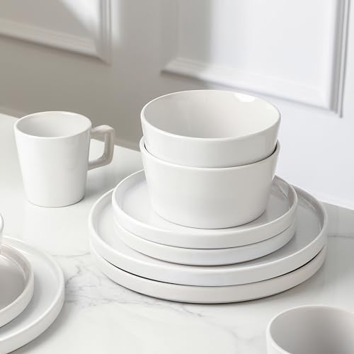 Stone Lain Celina Stoneware 32-Piece Dinnerware Set, White Glossy, Service For 8 - Image 2