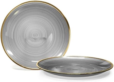 " OCCASIONS " 120 Plates Pack,(60 Guests) Premium Wedding Party Disposable Plastic Plates Set -60 x 10'' Dinner + 60 x 7'' Salad/Dessert (Belize in Smoke Gray & Gold) - Image 3