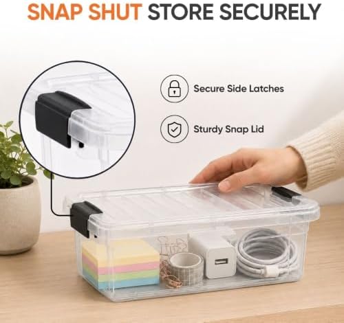 Superio Clear Storage Boxes with Lids, 1.27 Quart Plastic Container Bins for Organizing, Stackable Crates, BPA Free, Non Toxic, Odor Free, Organizers for Home, Office and Dorm, 8 Pack - Image 6