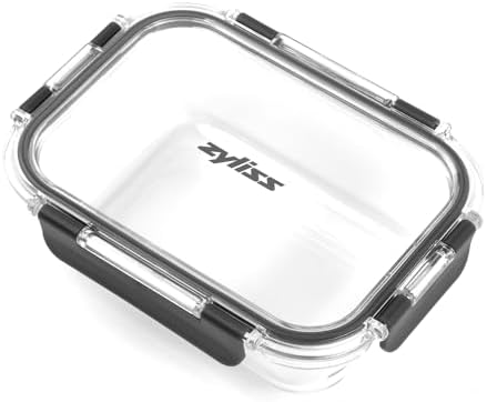 Zyliss E981064 640ml Glass Container, Shatter Resistant Glass, Airtight Food Storage Box with Sealable Lid, Microwave Safe, BPA Free, Freezer Safe, Fridge Storage, Food Container, 7.17"x2.44"x5.35" by Zyliss