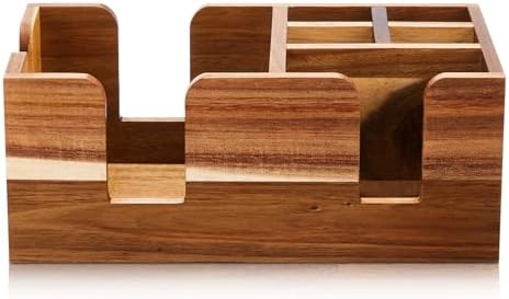 Mifoci Wooden Bar Caddy, Acacia Wood Napkin & Straw Holder Organizer by Mifoci