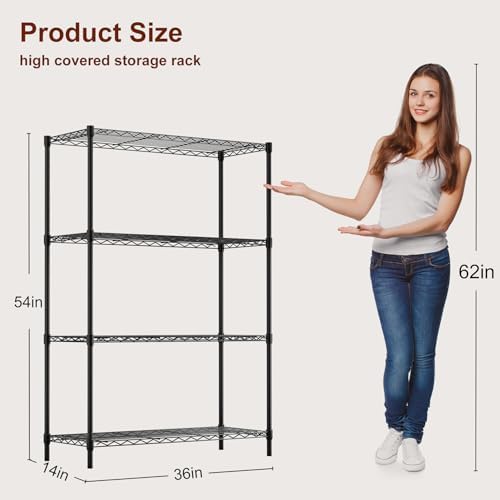 BestOffice | 4-Tier Wire Shelf | 36" x 14" x 54" | Black - Image 3