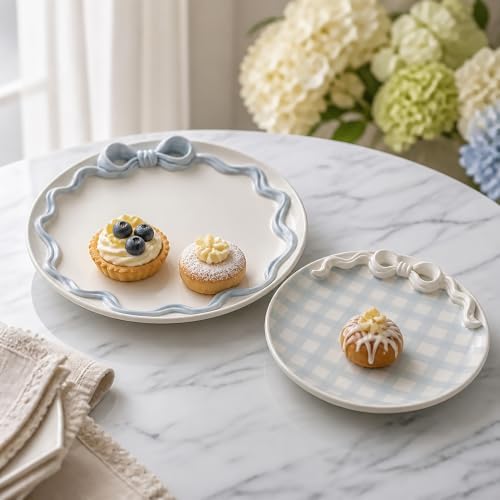 Mud Pie Ceramic Bow Nested Platter Set - Image 2