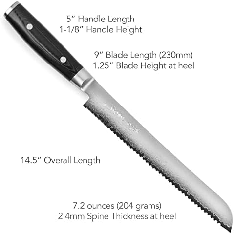 Yaxell Ran Plus 9" Bread Knife - Made in Japan - 67 Layers VG10 Damascus - Image 4