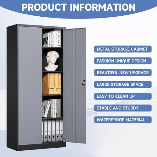 Metal Garage Storage Cabinet,71" H Tall Tool Cabinet with 2 Doors and 5 Adjustbale Shelves,Lockable Tool Cabinet for Garage,Basement,Home Office - Image 6