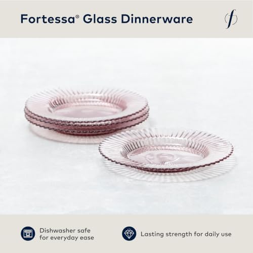 Fortessa Archie Glass Salad/Dessert Plate, 8.5 Inch, Pink - Image 2