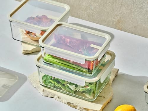Glasslock Sens 24Pcs Glass Food Storage Set – Airtight & Leakproof, 8 Different Sizes, Anti Slip Lid, Microwave & Oven Safe, Meal prep, Lunch Box, Nestable & Stackable, Pantry Storage - Image 7