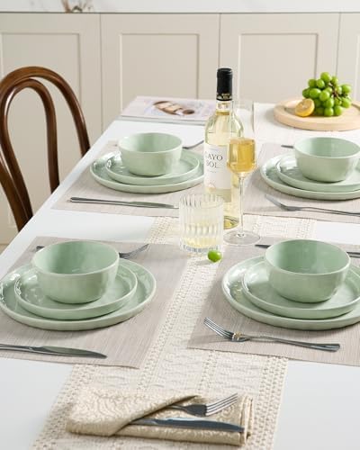 Famiware Mars Stoneware Dinnerware Set for 4, Light Green - Image 3