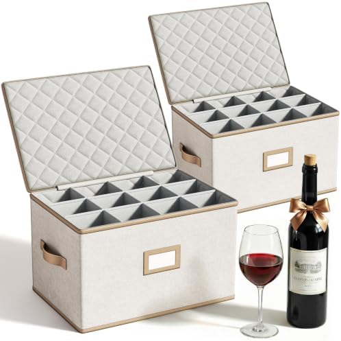 Wine Glass Storage Containers, 2 Piece China Storage Containers, Beige by Unknown