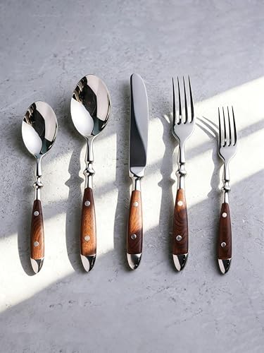 Silverware Set for 4 Classic 20 Piece Flatware Set Elegant 18/10 Stainless Steel Western Cutlery Delicate Utensils for Home Dishwasher Safe Mirror Polished Cute Silverware Set by TWEESilverwareSet