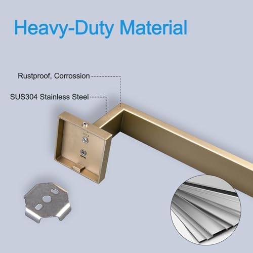Bath Towel Bar, 28-Inch Towel Racks, Square Thicken Towel Holder, Wall Mounted Shower Towel Rail Hanger, Stainless Steel,Bathroom Accessories (Brushed Gold, 1 Pack) - Image 2