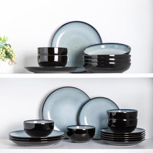 LeRatio Ceramic Dinnerware Sets for 4,16Pcs Porcelain Plates and Bowls Set - Image 7