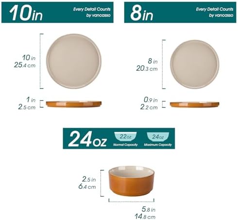 vancasso ONION Ceramic Plates and Bowls Sets, 12 Pieces Grey Dinnerware Sets for Kitchen, Reactive Glaze Dishes Set for 4, Dishwasher and Microwave Safe - Image 2