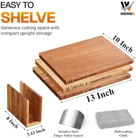 Book Cutting Board Set with Stand, Acacia Wood - Image 3